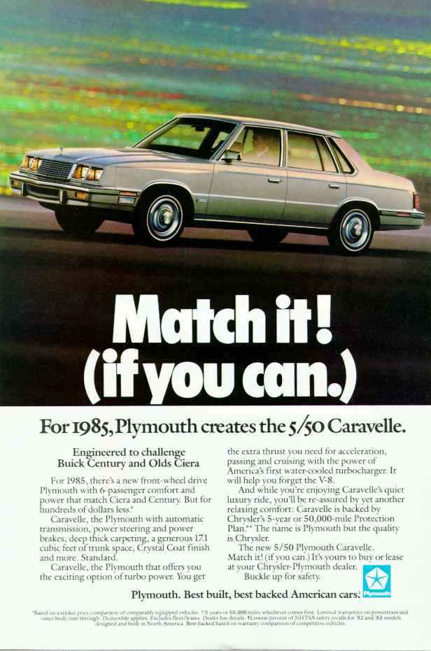 1985 Plymouth Auto Advertising
